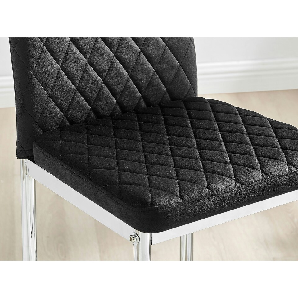image 1 of Furniturebox 2x Milan Bar Stools Black Velvet Silver Legs