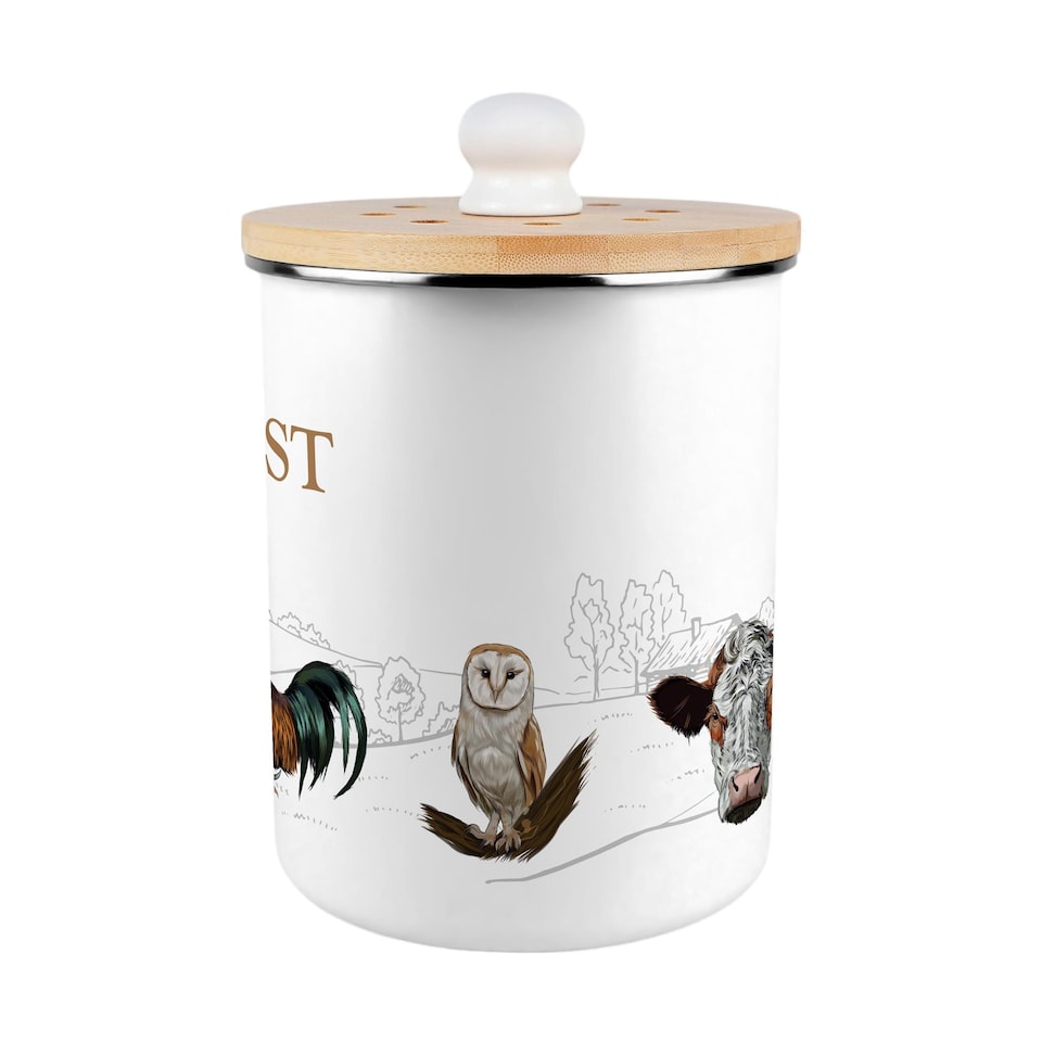 image 1 of Country Farm Animals Compost Caddy - Metal 2L Decorative Kitchen Food Waste Bin
