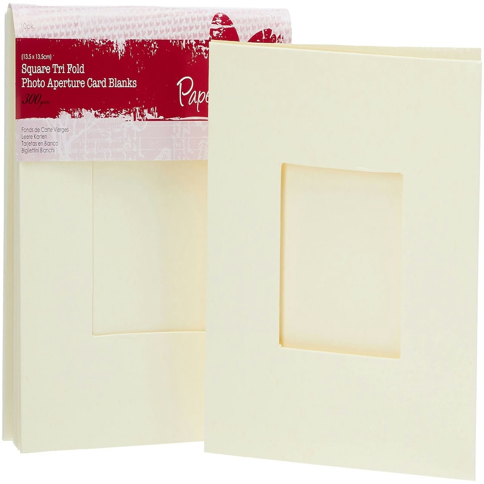 Square Aperture Cards/Envelopes Tri Fold Window (10pk, 300gsm) - Cream N/A | One Size