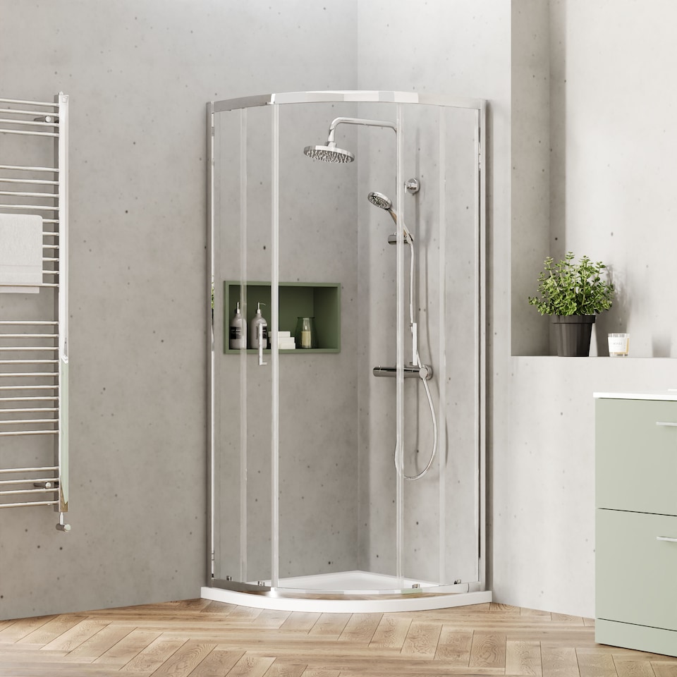 image 1 of 6mm Glass Quadrant Shower Enclosure 1900 x 800 x 800mm Chrome | Silver | Chrome | 1