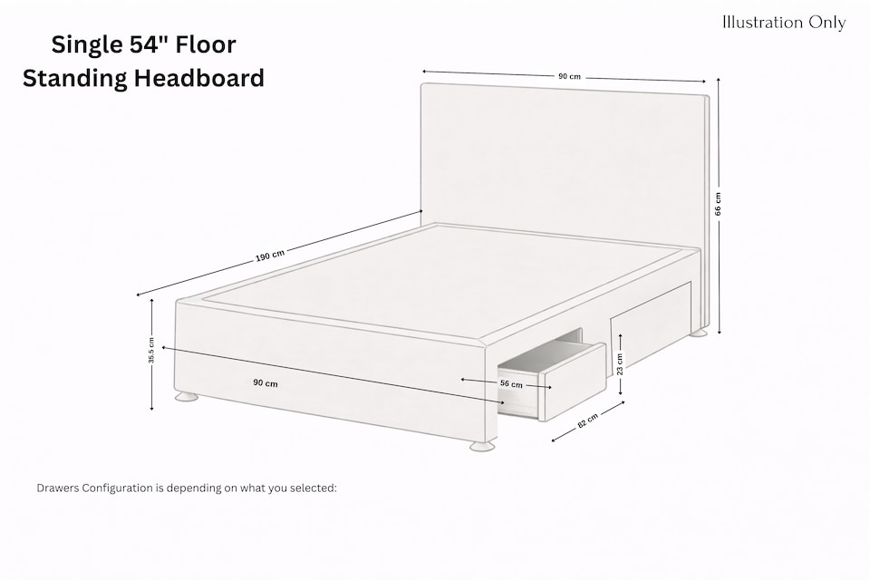image 1 of Sloomy Mayfair Silver Naples Divan Bed Base 2 Drawers Same Side With 54 Inch Floor Standing Headboard | Silver | Silver | Single | 1
