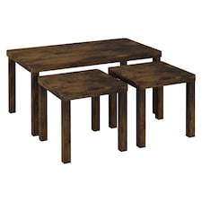 URBNLIVING Wooden Nesting Stacking Tables Set Of 3 | Multi | Rustic Brown | 3