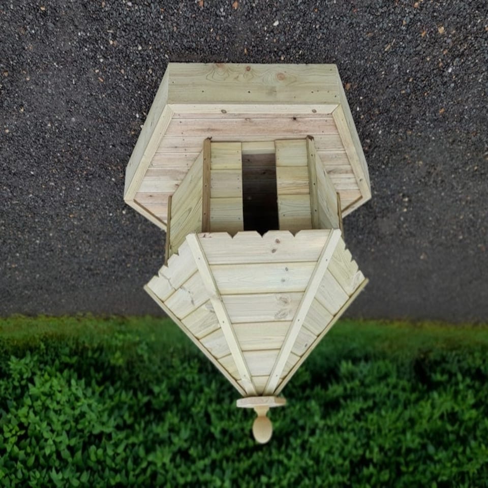 image 1 of Indian Runner Hexagonal Floating Duck House, Waterfowl Nesting Box for Pond or Lake Brown | One Size
