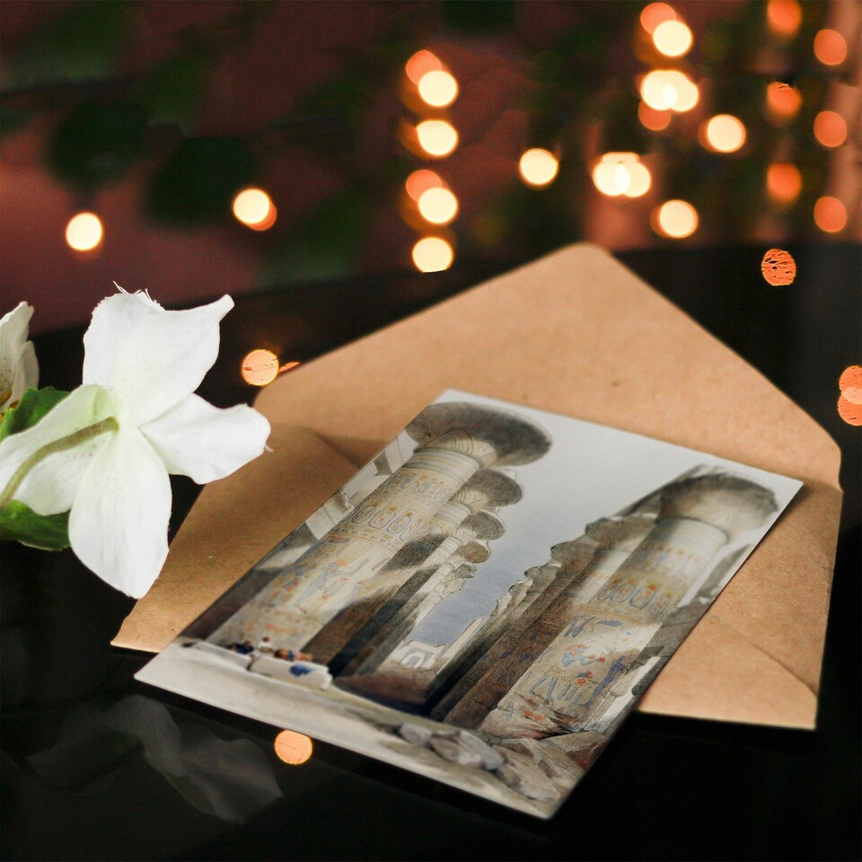 image 1 of David Roberts Art Card Great Hall at Karnak Temple