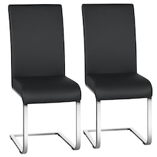 Yaheetech  Set of 2 Dining Chairs Faux Leather Chairs with Metal Legs | Black