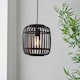 image 2 of Mathias Single Pendant Ceiling Lamp, Dark Bamboo, Plywood With Matt Black Paint