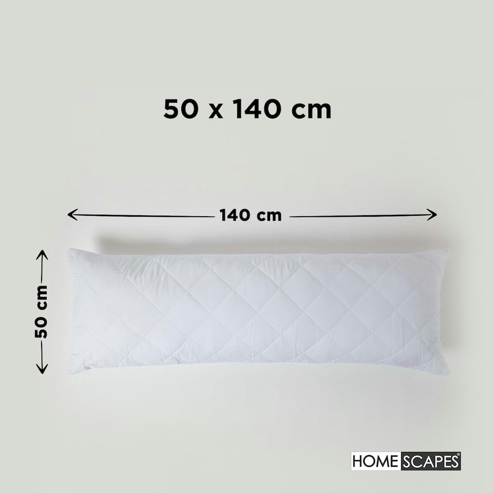image 1 of Homescapes Quilted Body Pillow Protector - 50 x 140 cm | White