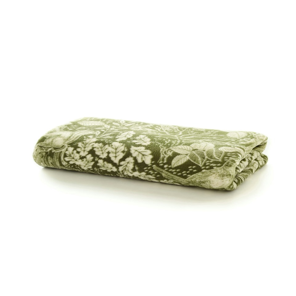 image 1 of Winter Forest Woodland Animal Soft Throw - 140 x 180cm Decorative Blanket | Green | Sage | 1