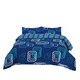 image 1 of Duvet Cover And Pillowcase Set Geometric Square Design Polycotton Bed Linen | Blue | Double
