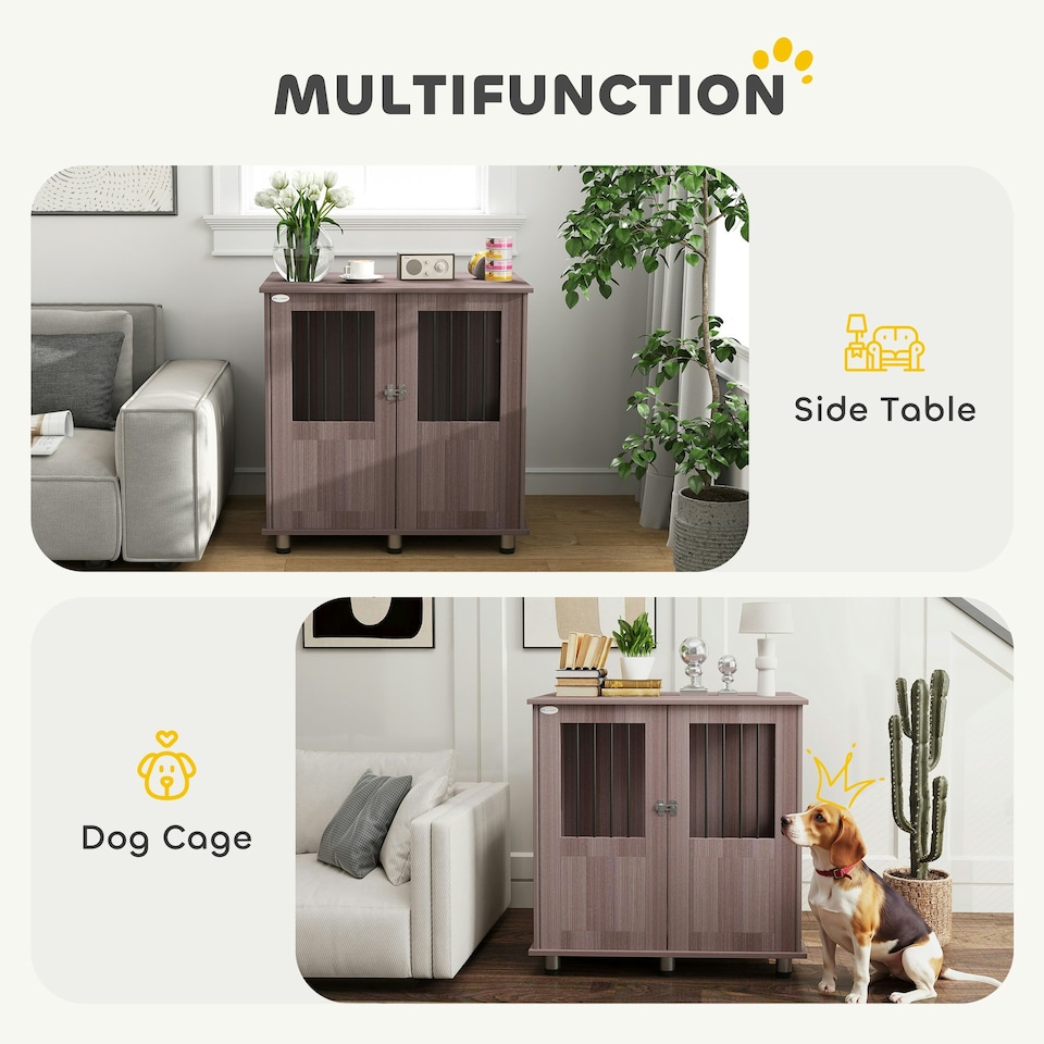 image 1 of PawHut Dog Crate Kennel Cage for Small Medium Dog, Indoor End Table, Purple
