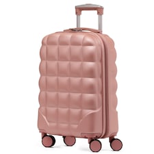 Flight Knight Bubble Suitcase - Ryanair easyJet Jet2 Approved - 8 Wheel Carry Cabin Hardcase 55x35x20cm Pink | Rose Gold | Cabin Bag