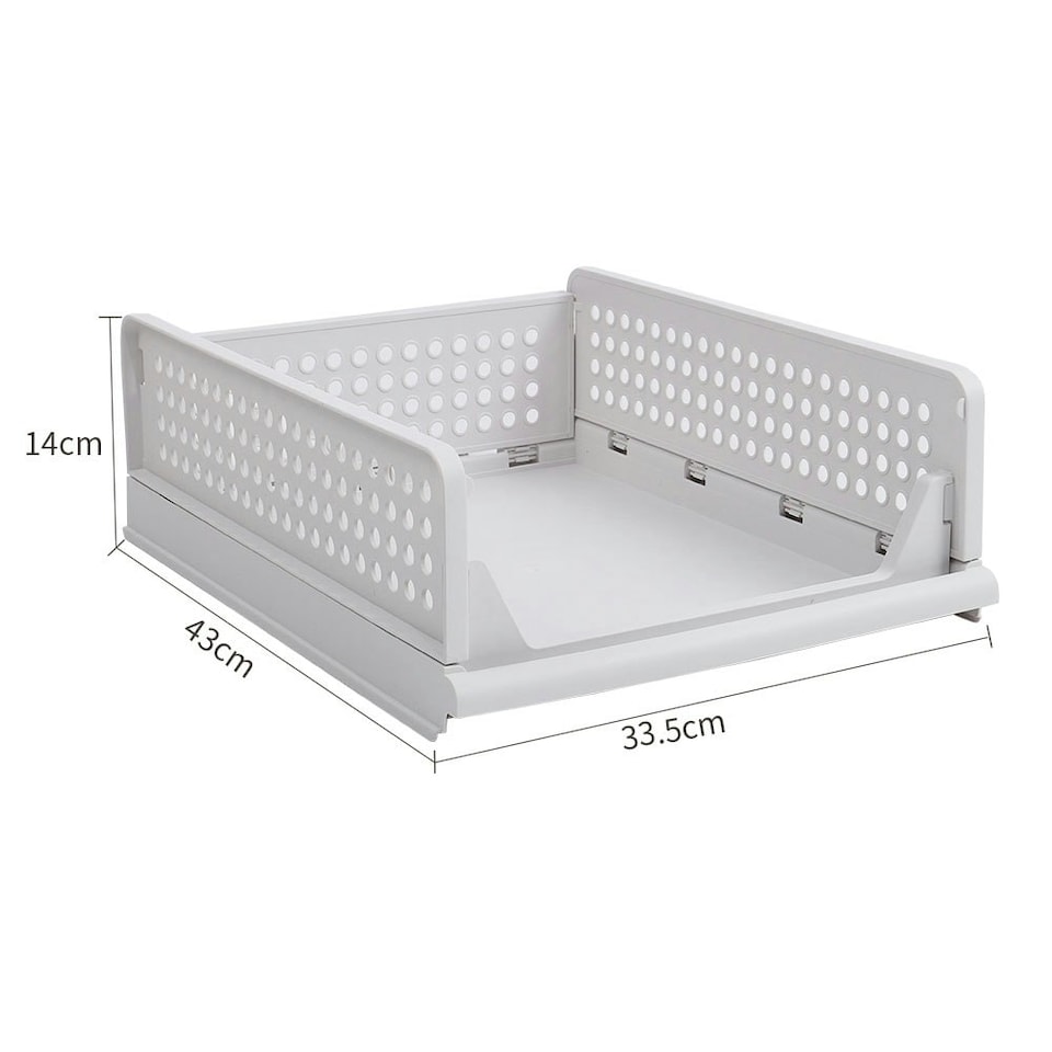 image 1 of Living and Home Foldable Plastic Storage Drawer Basket 20L - Off White | White | 1