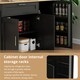 image 2 of VILUXE Mobile Kitchen Island with Foldable Worktop, Drawer, Adjustable Cabinets, 3 Door Spice Racks, Towel Rail and 5 Wheels, Black and Natural Wood