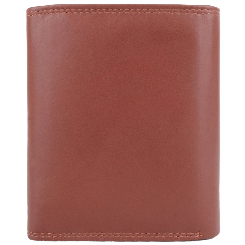 image 1 of London Leathergoods Mens Soft Leather Tri-Fold Coin / Money Wallet with Multiple Features | Brown | Tan