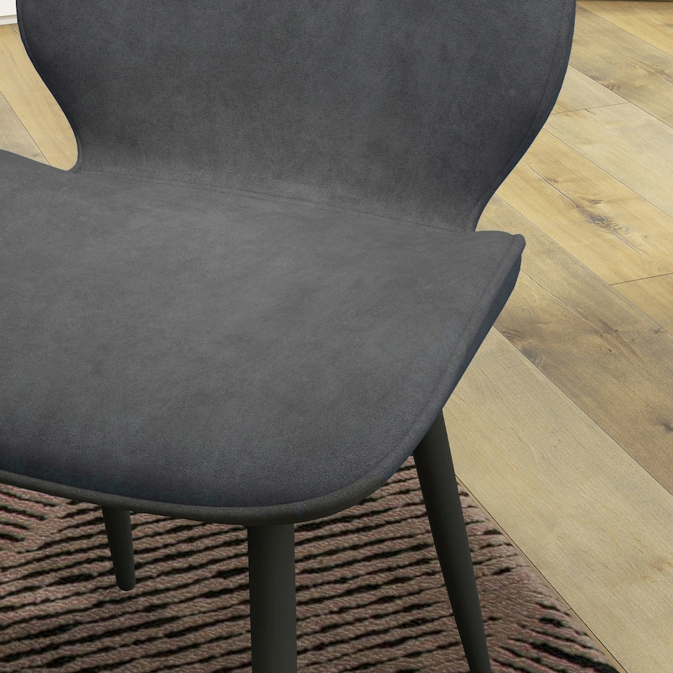 image 1 of HOMCOM Dining Chairs Set of 2 Upholstered Kitchen Chairs w/ Metal Legs Grey
