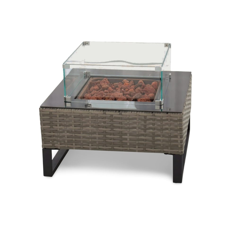 image 1 of Palma Rattan Corner Fire Pit 4 Seater in Grey