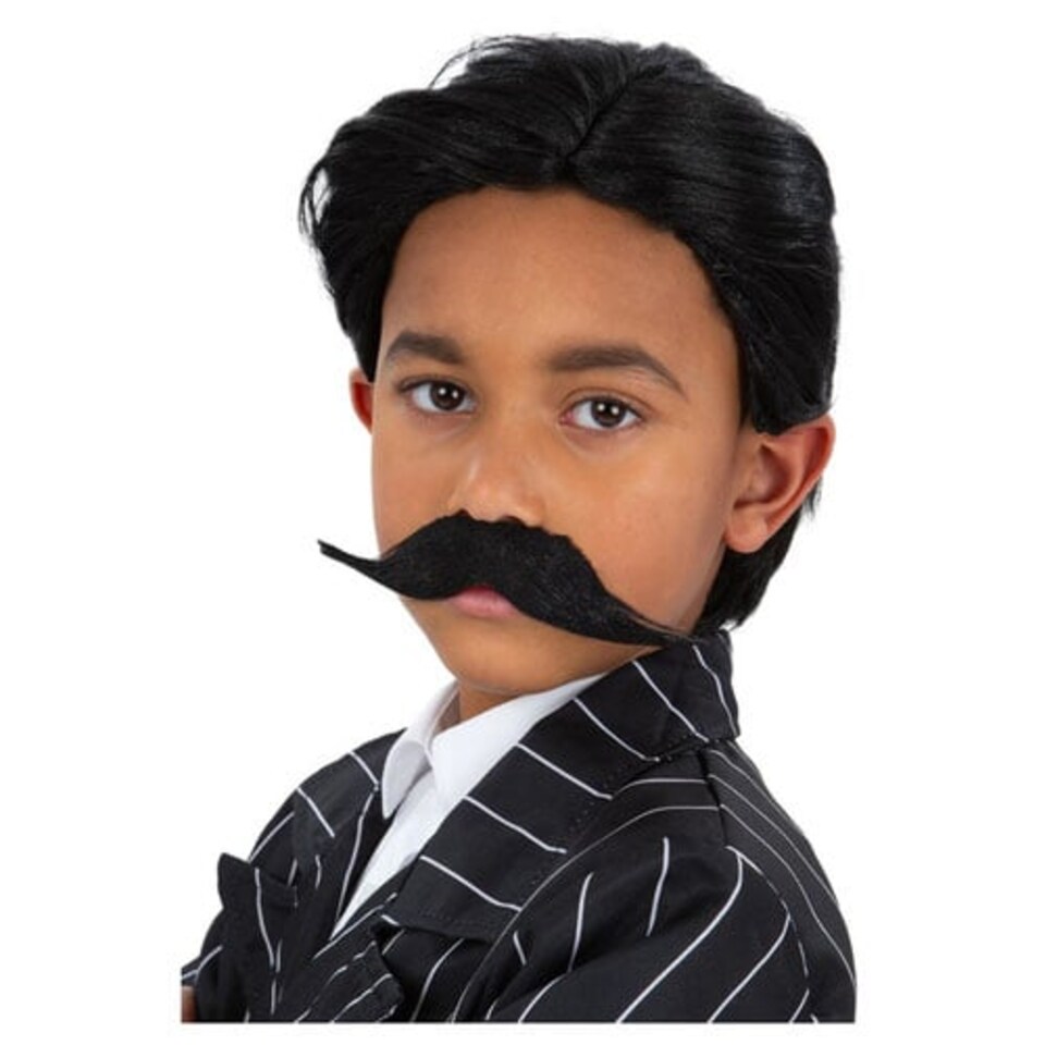 Gothic Gangster Boys Wig & Moustache