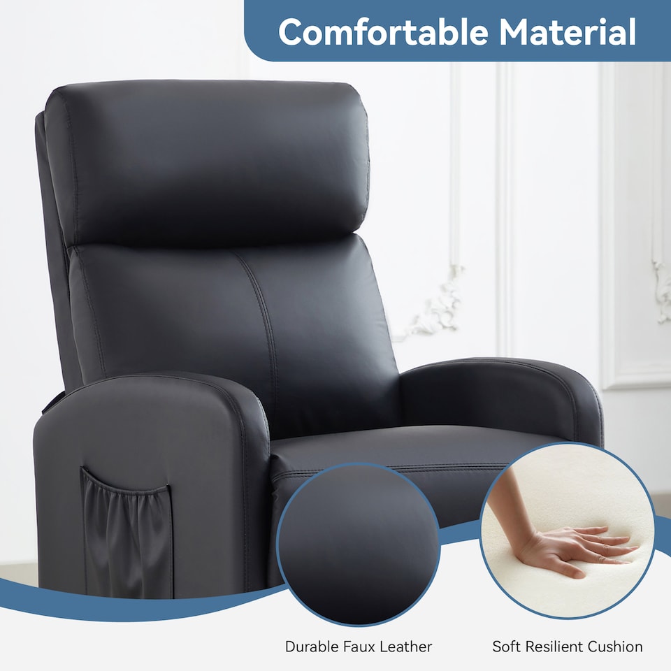 image 1 of MCC Direct Push Back Chair Faux Leather Reclining Pushback Armchair Sofa