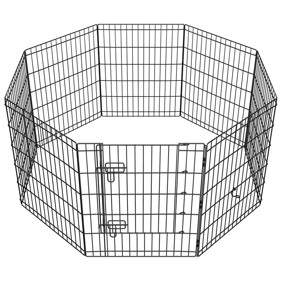 image 1 of Yaheetech 8-Panel Metal Pet Playpen, 61 × 76 cm Black
