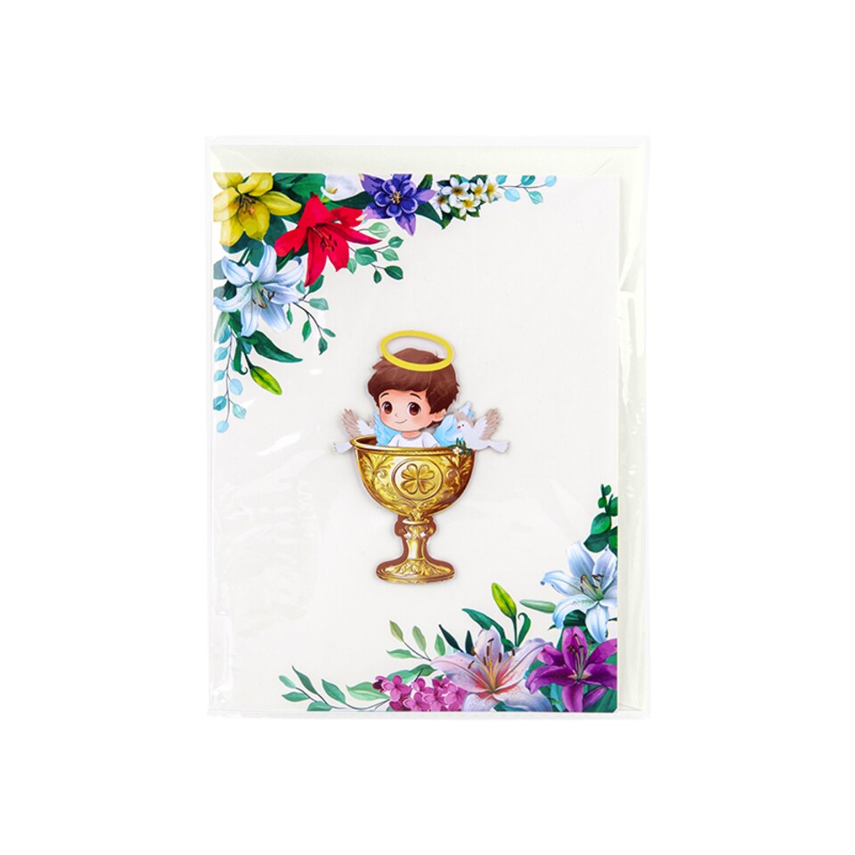 image 1 of Blessed Beginnings Boy’s Baptism 3D Pop Up Christning Card