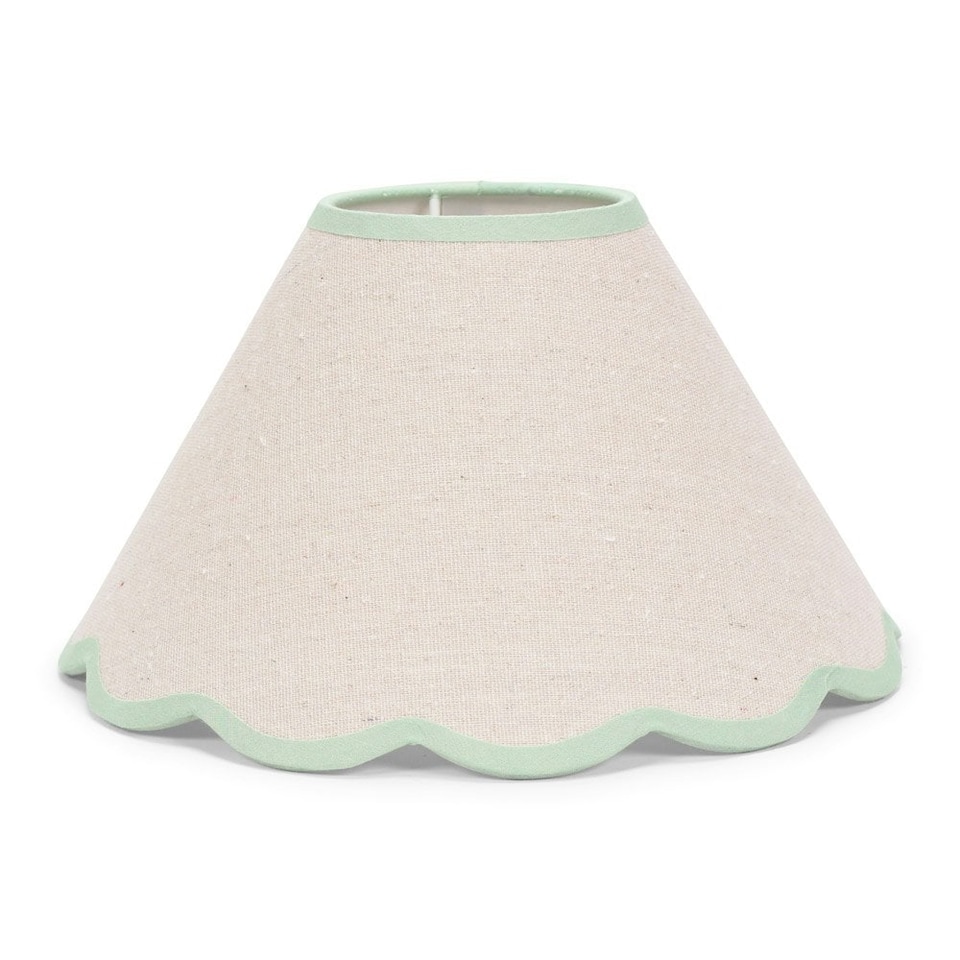 image 1 of ValueLights Florie Natural Small Taper Lamp Shade Scallop Green Trim & Bulb | Green