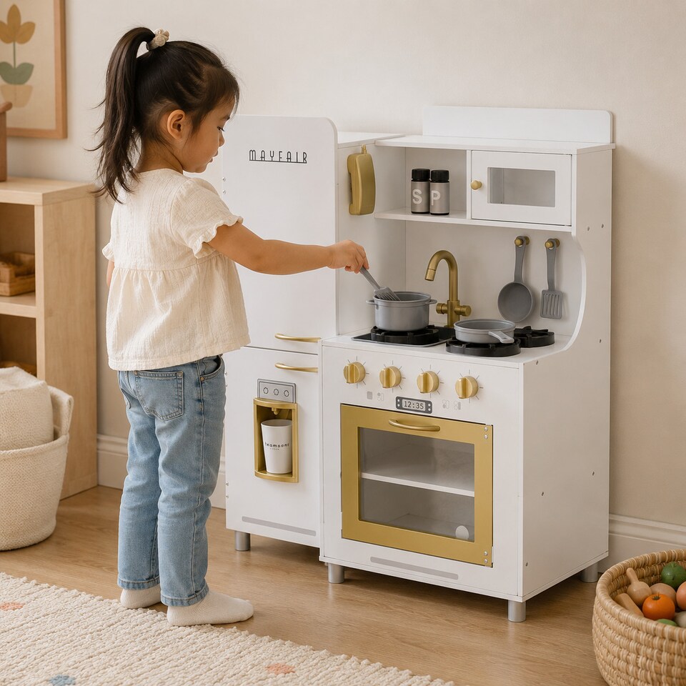 image 1 of Teamson Kids Play Kitchen Set with Ice Maker, Lights, Sounds and 12 Accessories