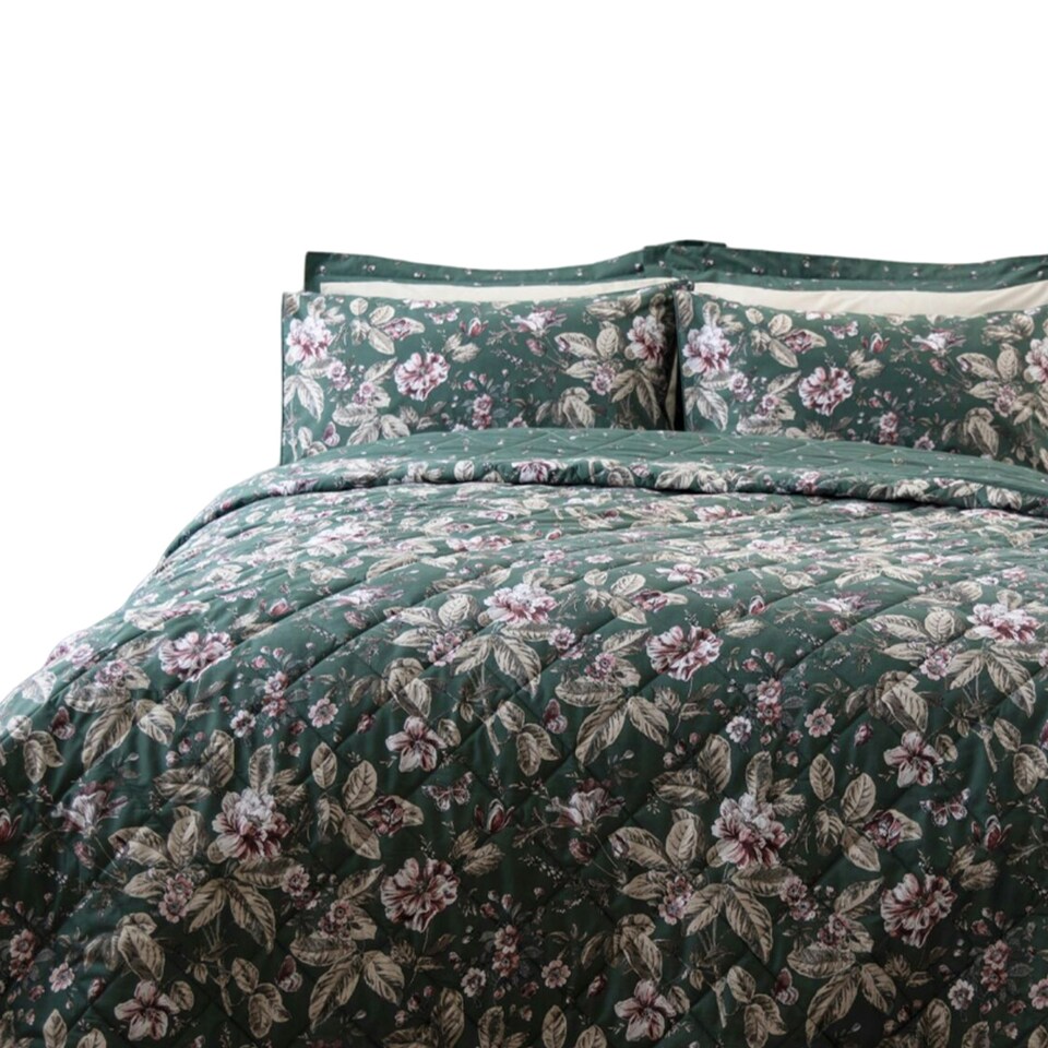 image 1 of Belledorm Aiyla Bedspread - Bottle Green - 260cm x 260cm Green | Super King