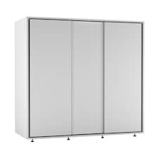 120cm 3 Sliding Doors Children Kids Wardrobe Bedroom Storage Closet Hanging Rail | White | White | 1
