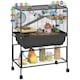 image 1 of PawHut Hamster Cage, 3 Tier Gerbil Cage on Wheels with Storage Shelf
