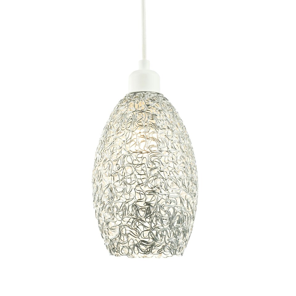 image 1 of Industrial and Contemporary Twisted Wire Mesh Metal Light Shade in Shiny Silver