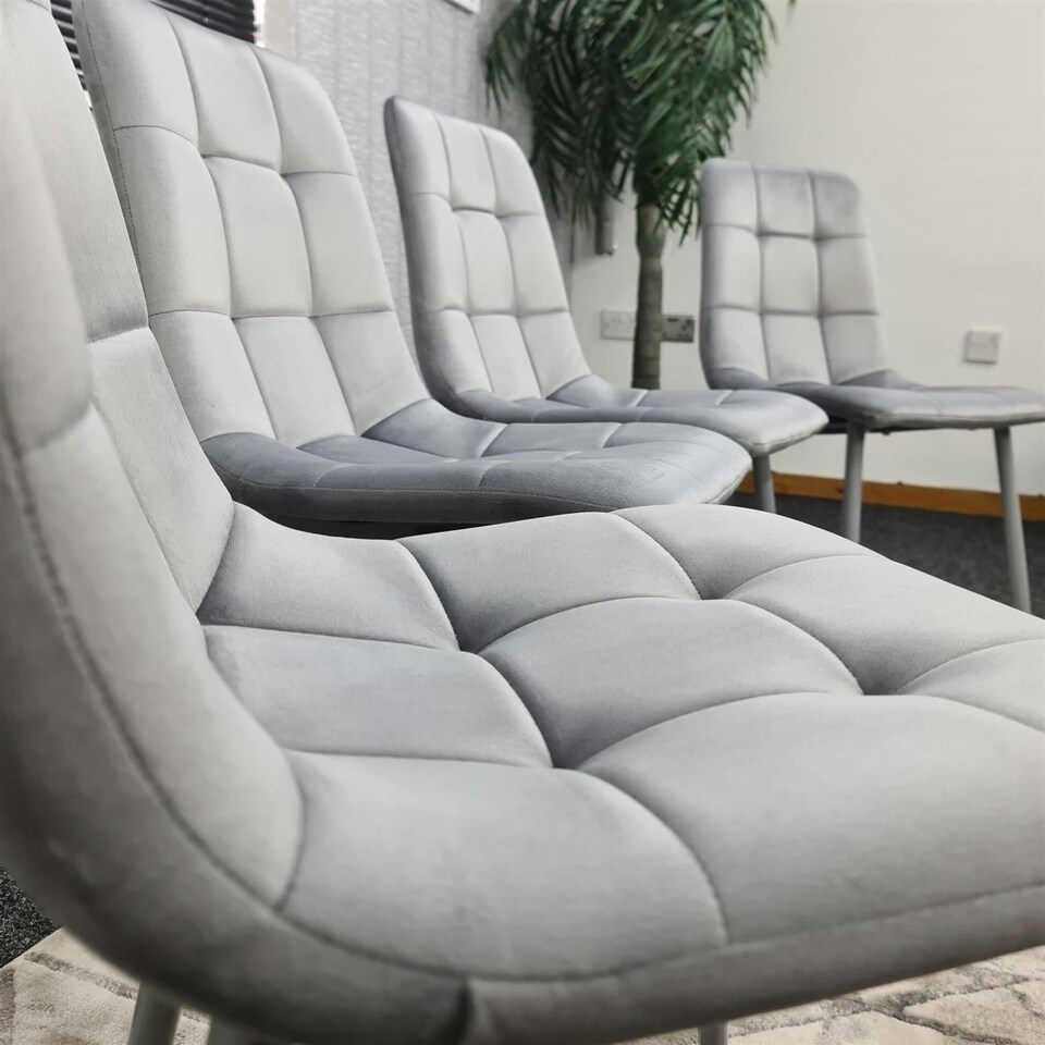 image 1 of Dining Chairs Set of 4 Grey Velvet Kitchen Chairs Grey