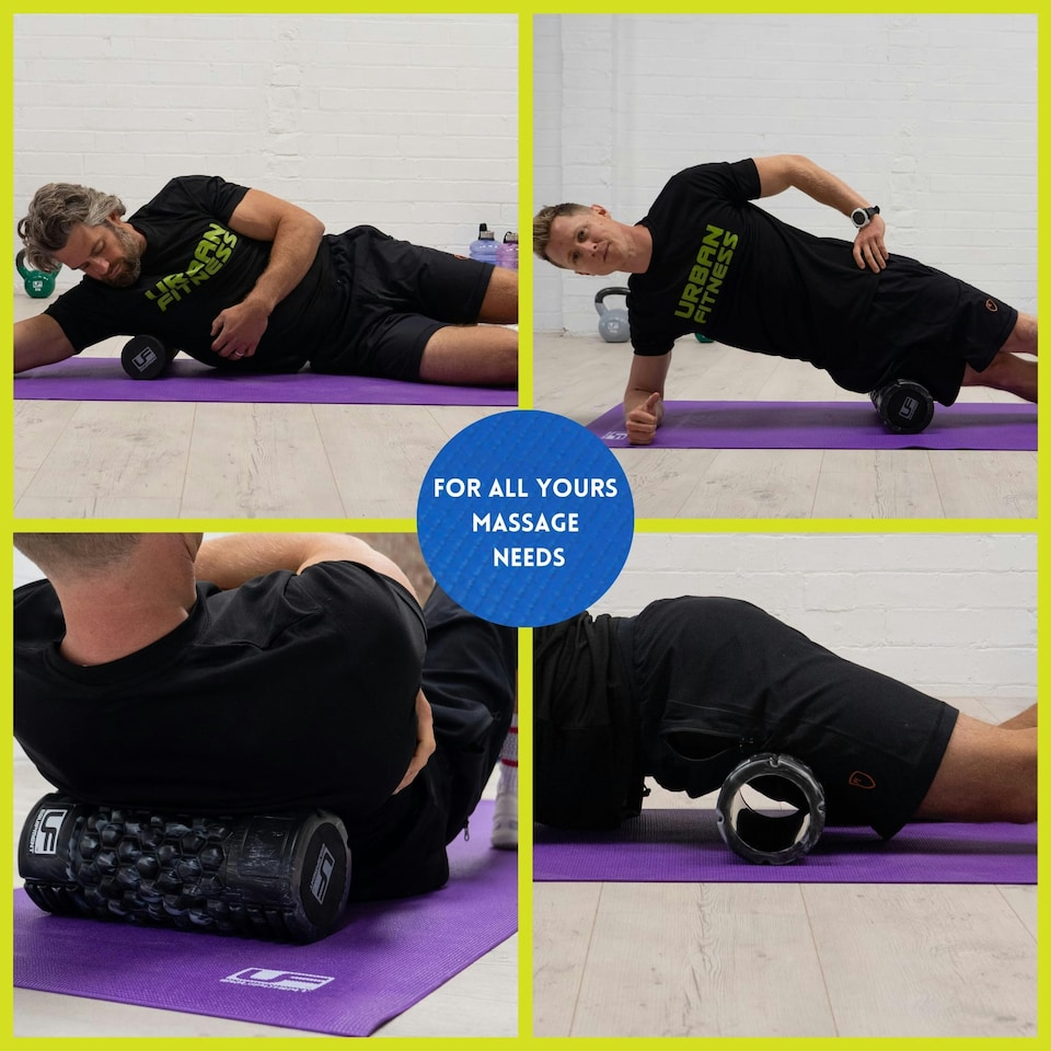 image 1 of Urban Fitness 2 in 1 Massage Roller Set - Black/Silver - - Fitness - UFA314