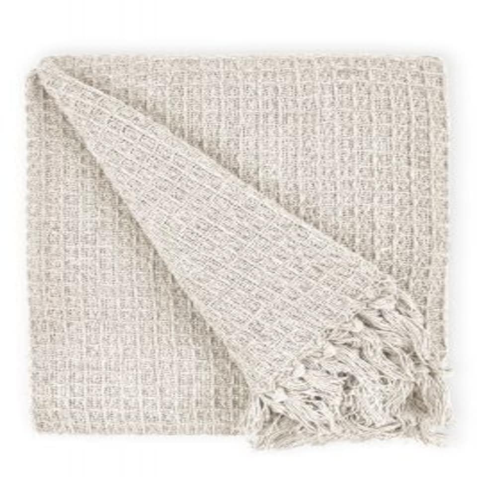 image 1 of Waffle Collection Recycled Cotton Throw in Ivory (50" x 60")