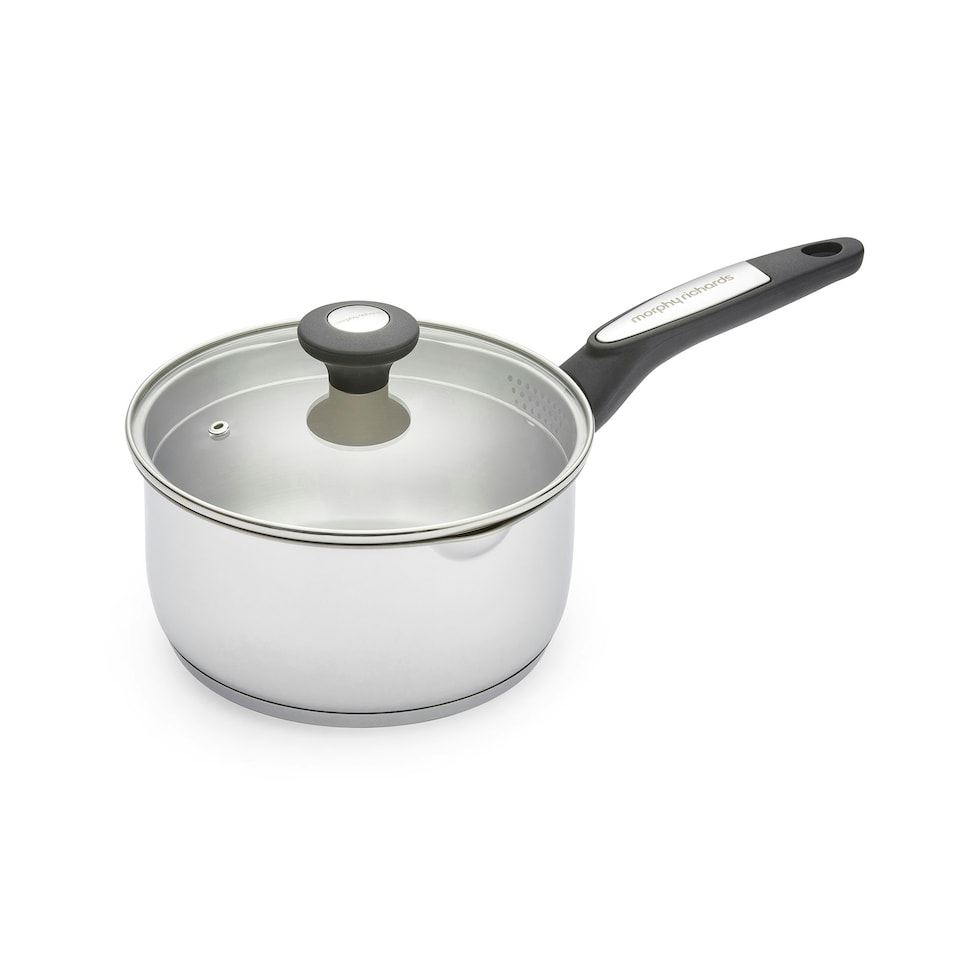 image 1 of Morphy Richards 5 Piece Pouring Spout Stainless Steel Pan Set Silver