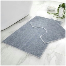 VELVETIO Shiny Sparkling Bath Set Anti Slip Pedestal Mat Bathroom Rugs Silver