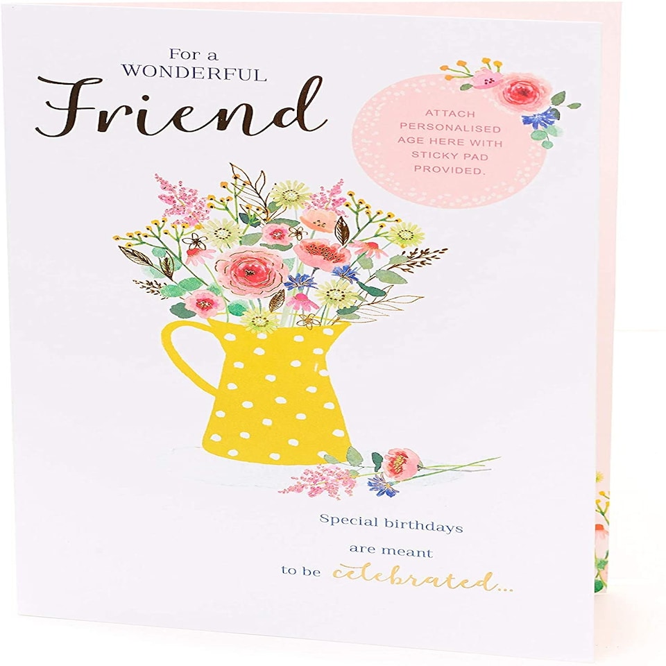 image 1 of Friend Card with Nice Words Personalised Age 50th, 60th, 70th, 80th, 90th