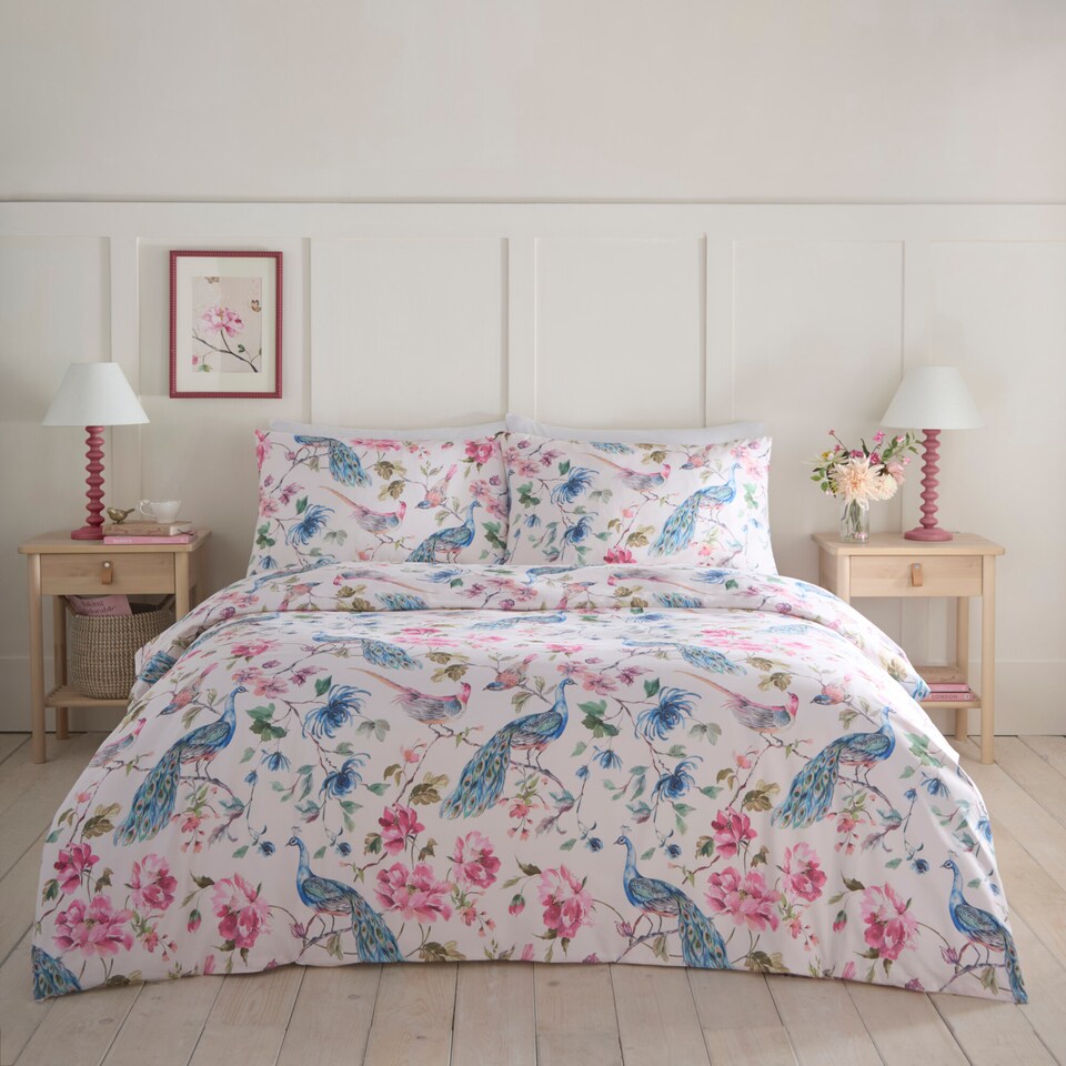 image 1 of Portfolio Home Selene Floral Birds Soft Bed Linen Bedding Duvet Cover Set With Pillowcase | Multi | Super King