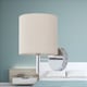 image 4 of Set of 2 Brea - Chrome Wall Lights with Natural Linen Shade | Chrome | Brown | 2