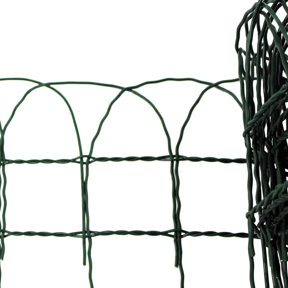image 1 of Garden Border Fence Lawn Edging Green PVC Coated Wire Edge Fencing 10m (Height 400mm)