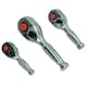 image 3 of 1/4in 3/8in and 1/2in Drive Stubby Headed Ratchet Socket Driver 90 Teeth 3pc