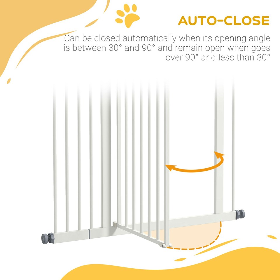 image 1 of PawHut 74-94cm Adjustable Metal Pet Gate Safety Barrier w/ Auto-Close Door White