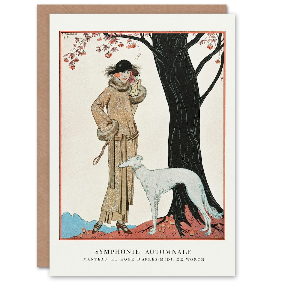 image 1 of George Barbier Art Card Autumn Symphony Vintage Fashion Worth Advert