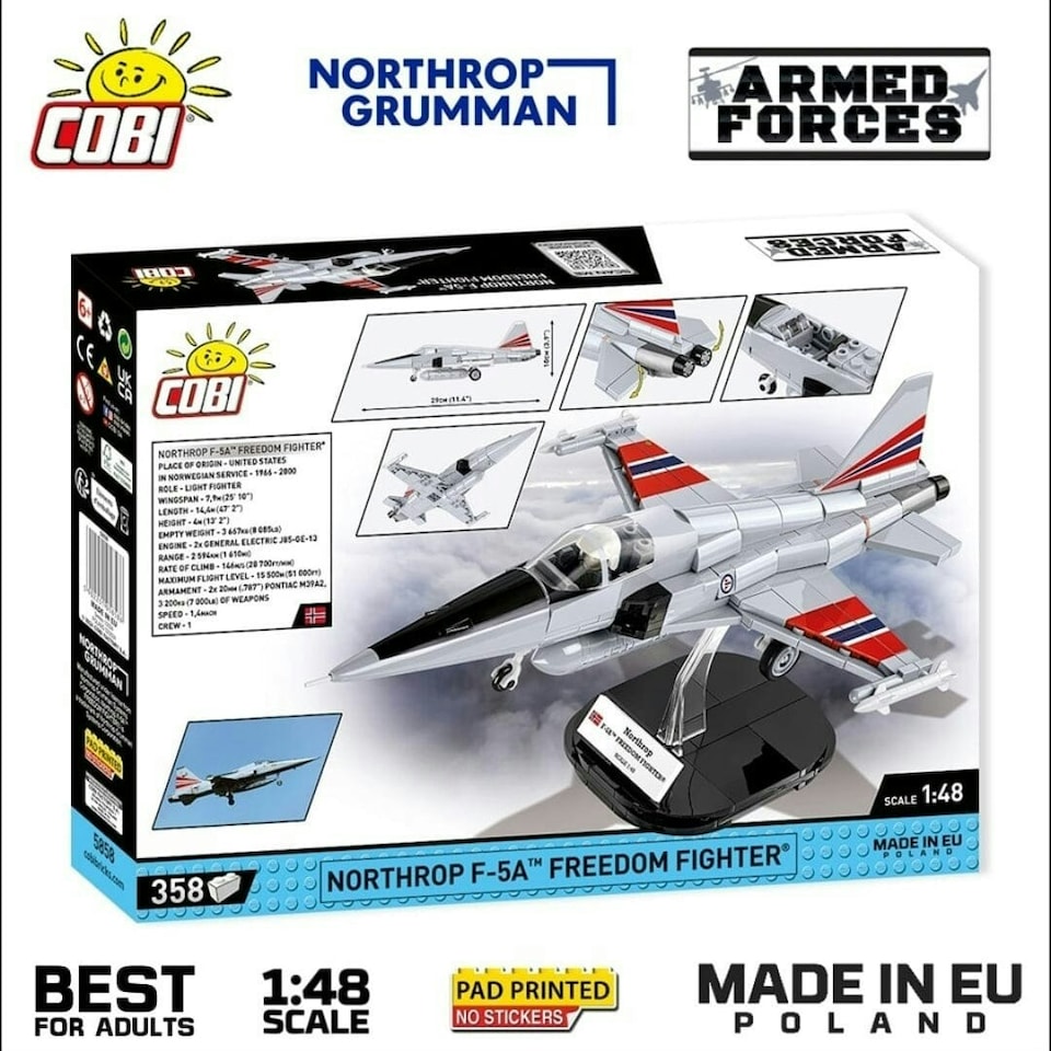 image 1 of Northrop F-5E Freedom Fighter brick plane model - COBI 5858 - 335 bricks