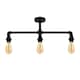 image 4 of ValueLights Luiggi Black 3 Way Bar Pipework Ceiling Light & Bulbs | Black
