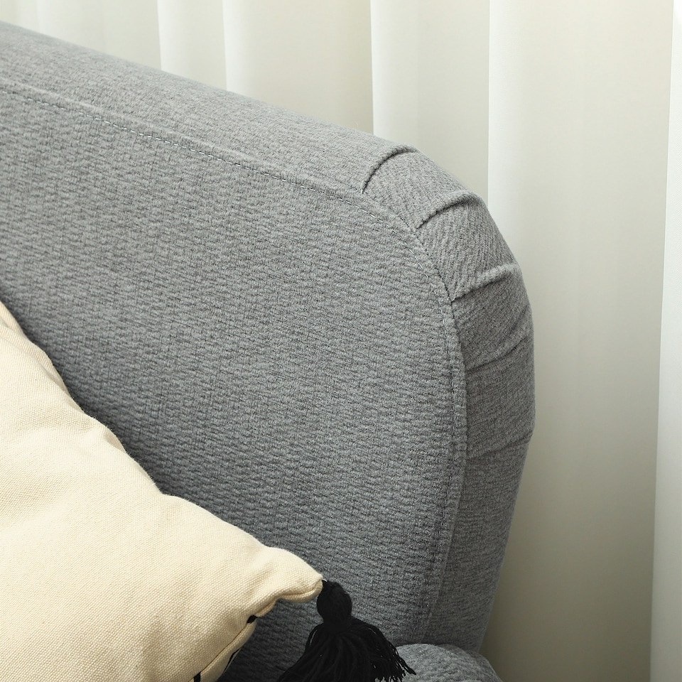 image 1 of HOMCOM 2 Seater Sofa with 21cm Thick Padding and Wood Legs, Grey