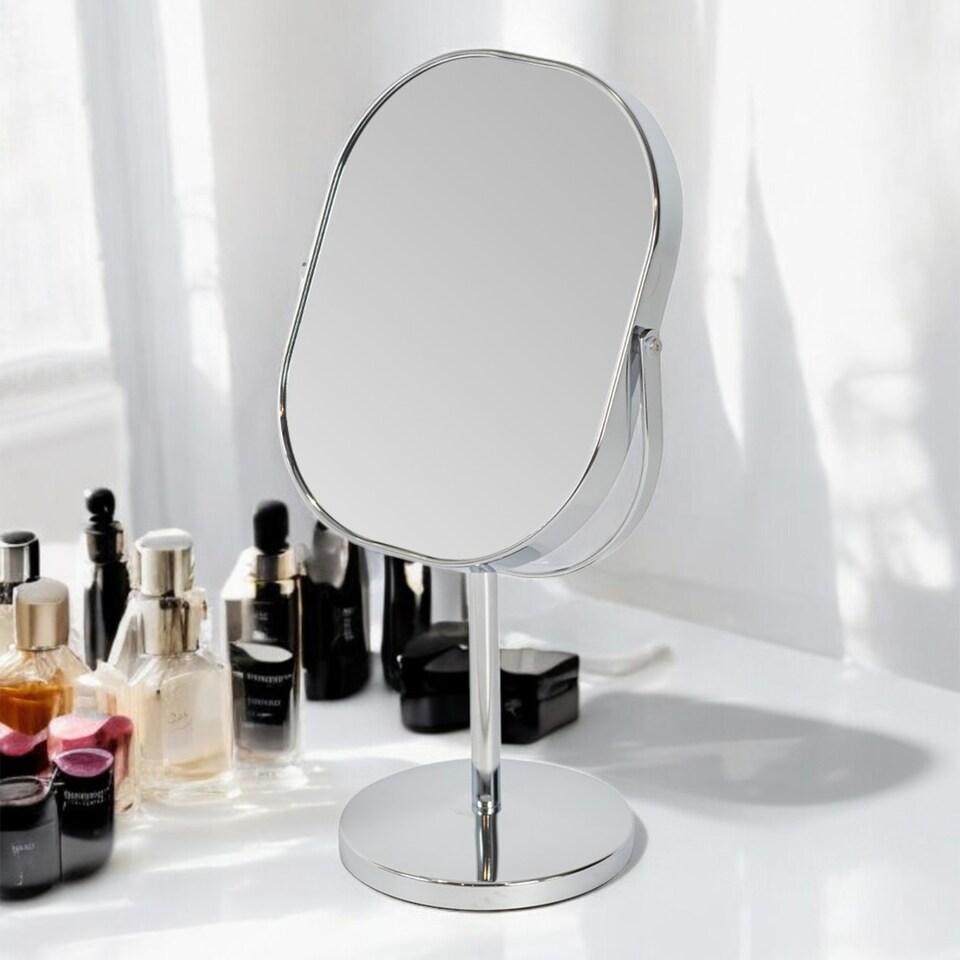 image 1 of Showerdrape Nikon 3x Magnifying Chrome Oval Vanity Mirror