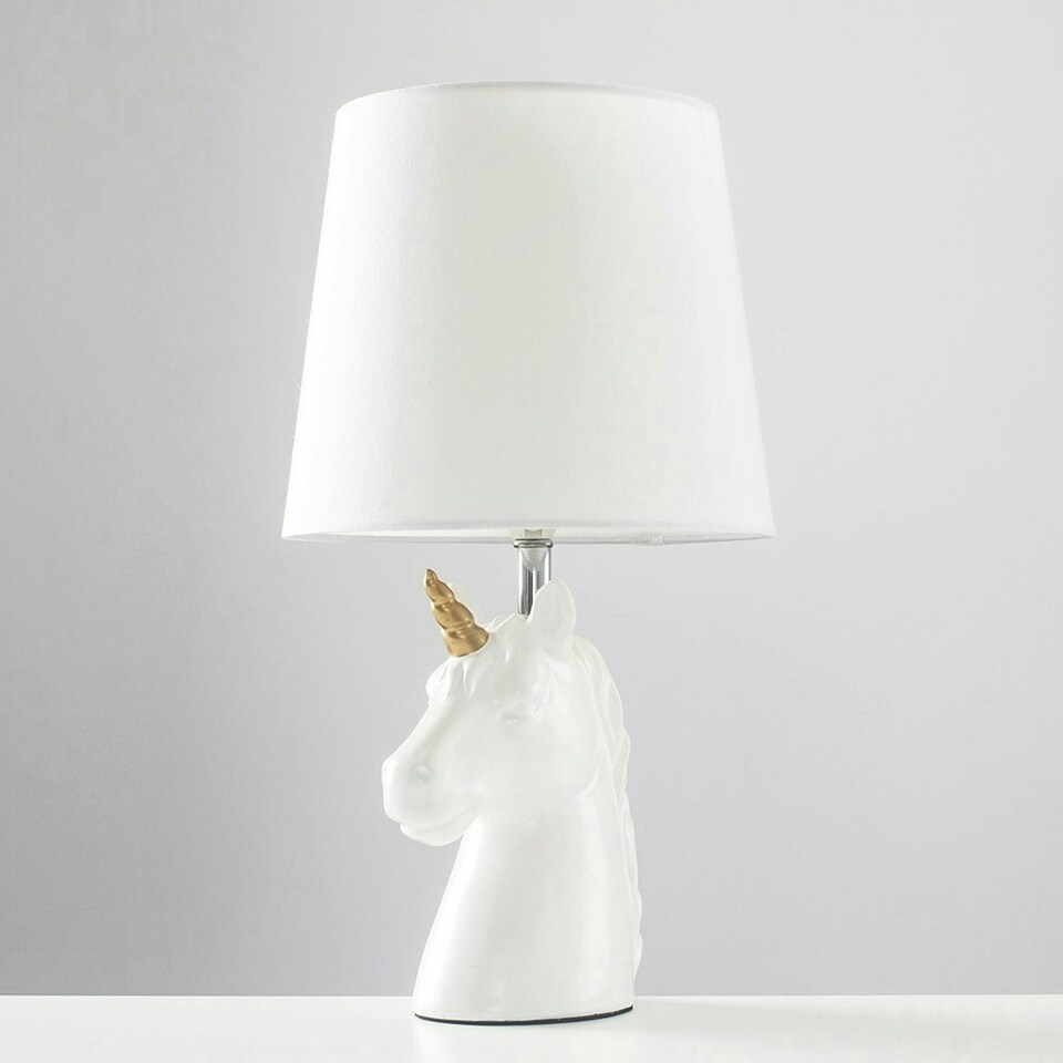 image 1 of ValueLights Unicorn Childrens Pair of White Table Lamp