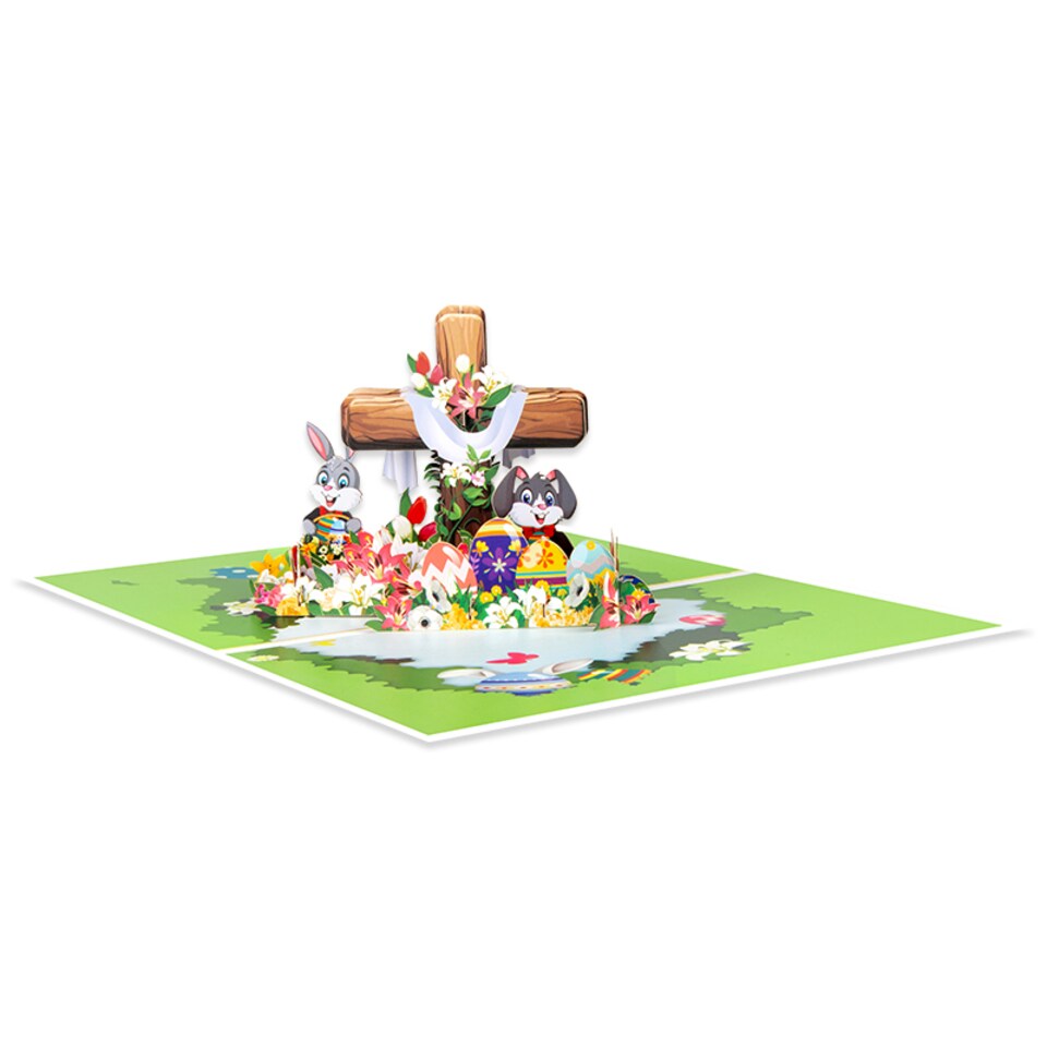 image 1 of Cross Spring Blessings Scene 3D Pop Up Easter Greeting Card