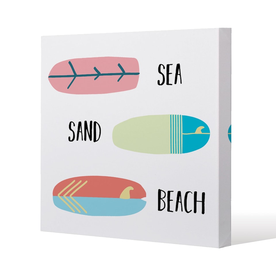 Sea, Sand, Surf, Beach (Canvas Print) / 77 x 77 x 4cm | Multi