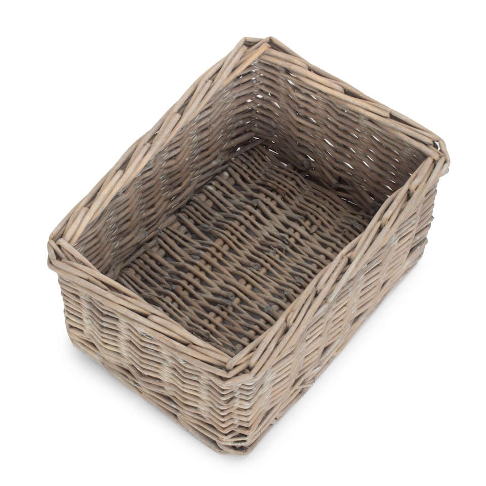 image 1 of Small Wicker Grey Wash Storage Tray | Grey | Grey Wash